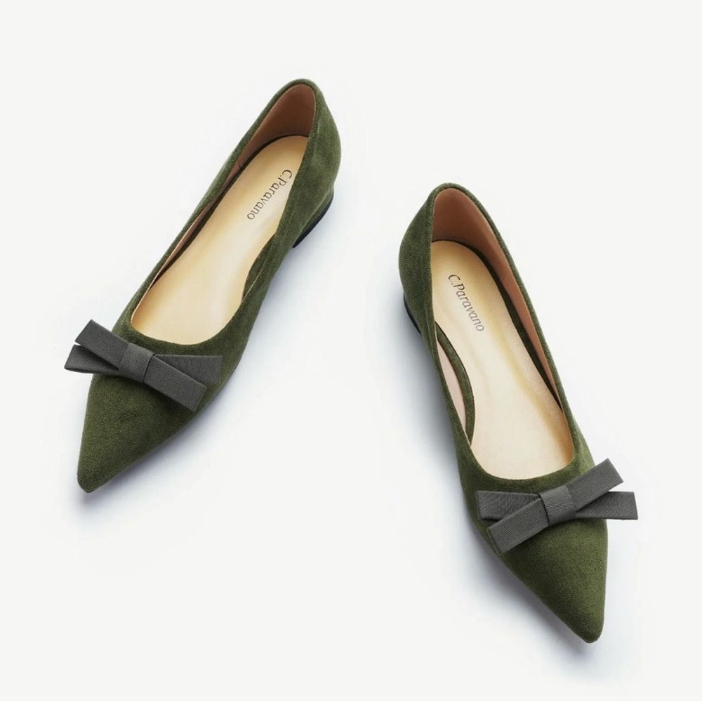 C.PARAVANO Bowknot Suede Flats NWT Size 40